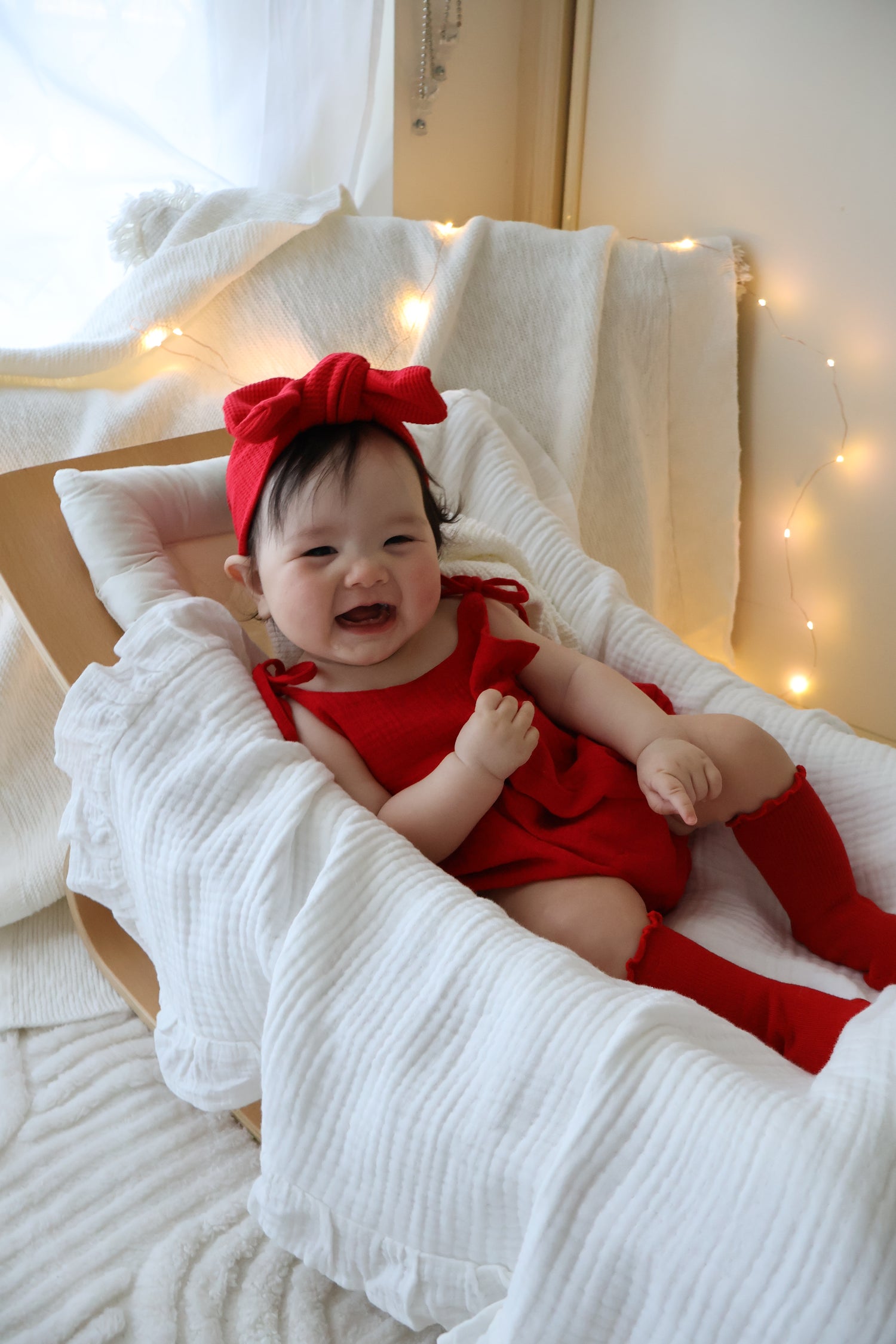 MUSLIN SUMMER ROMPER | RED