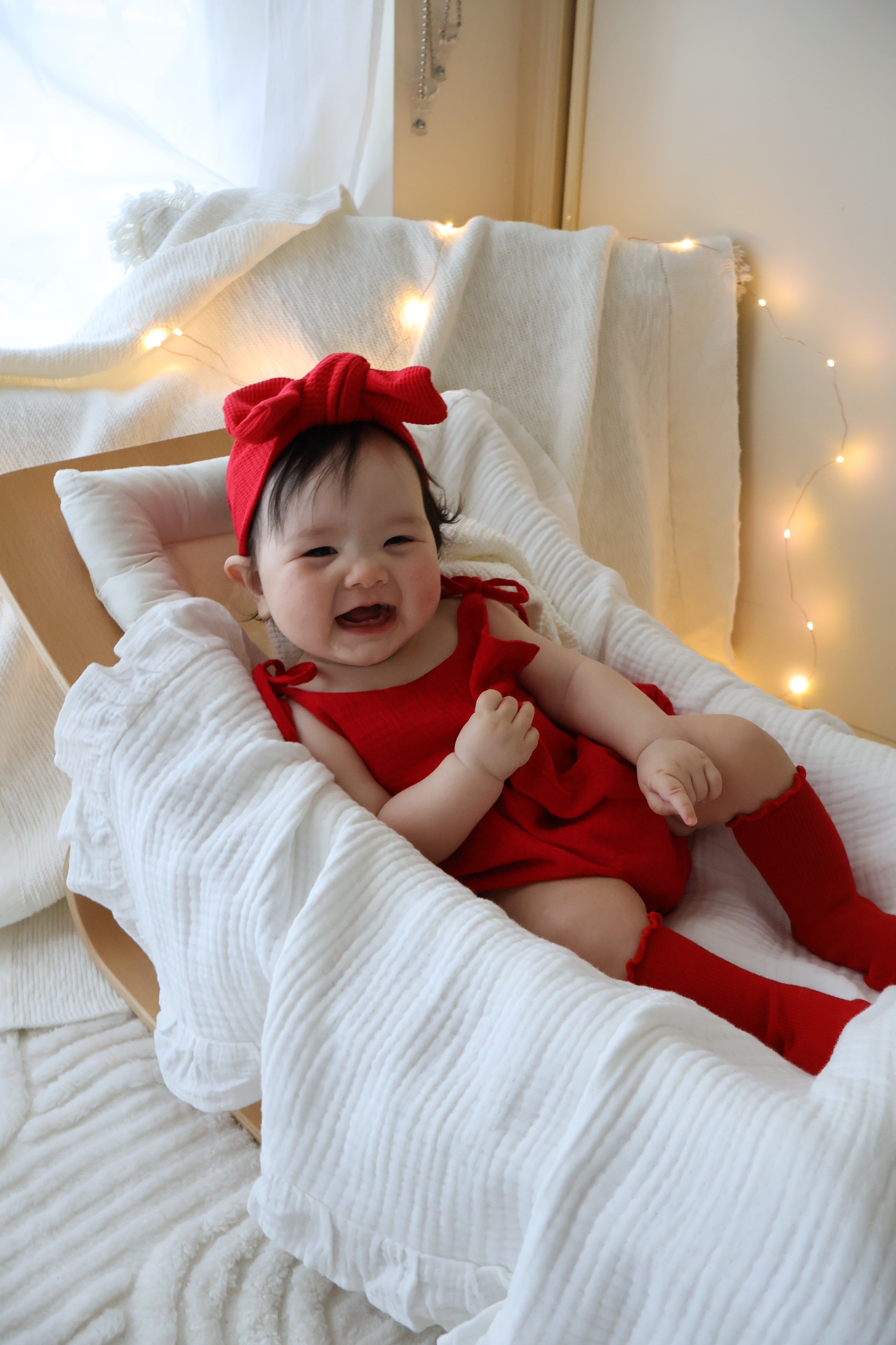 MUSLIN SUMMER ROMPER | RED