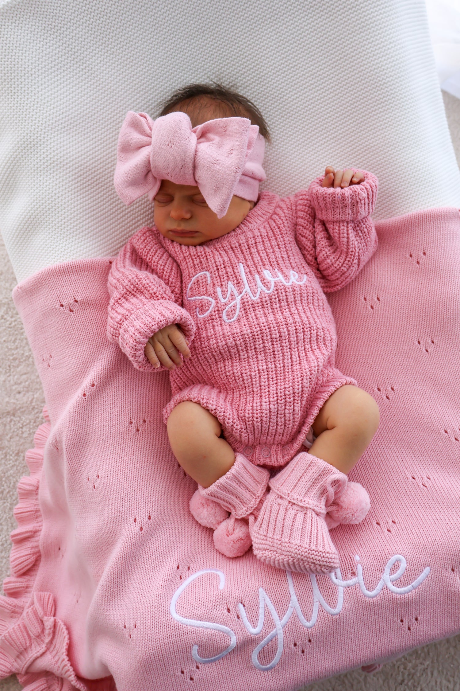 CHUNKY TEXTURED KNIT ROMPER | BALLET PINK