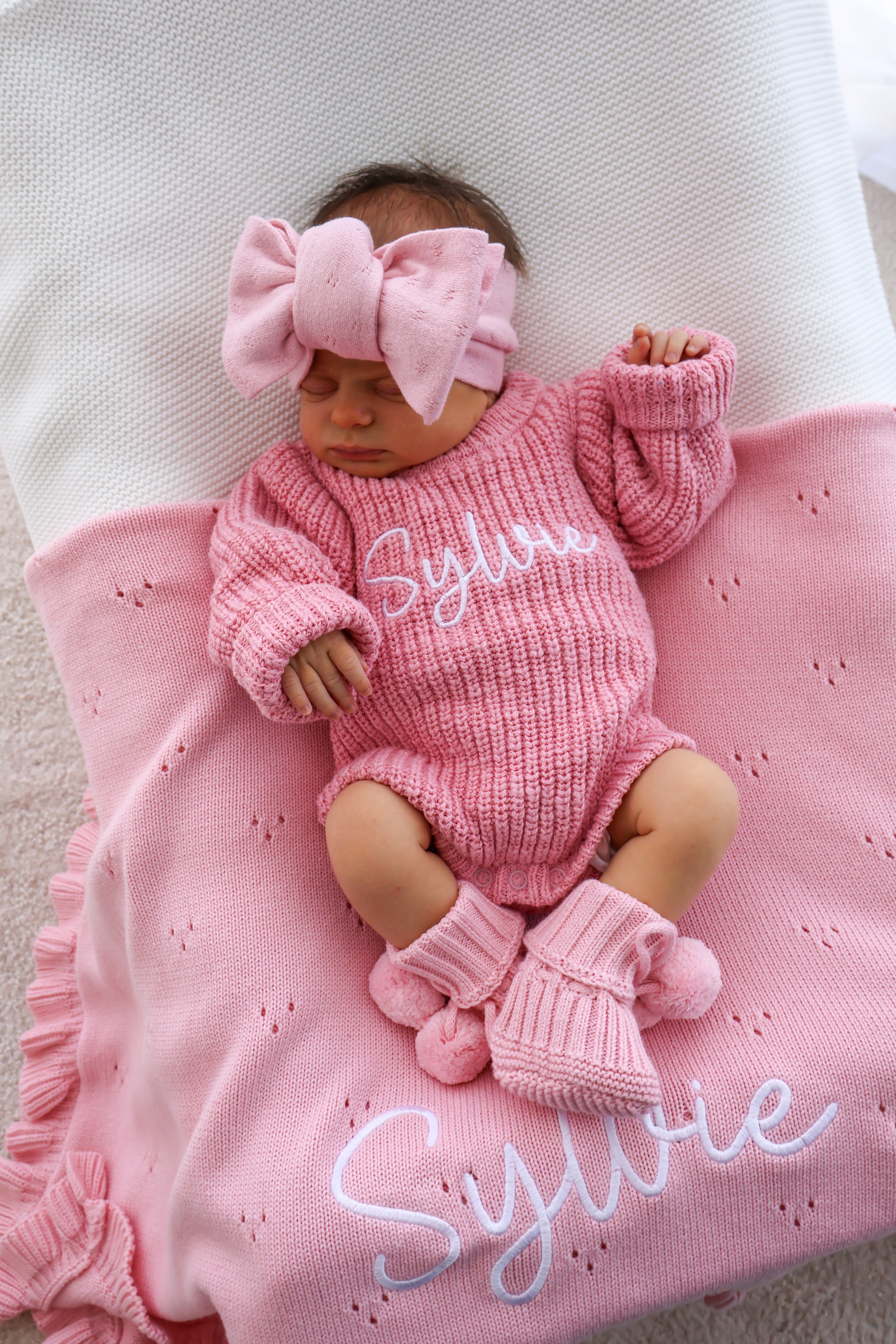 CHUNKY TEXTURED KNIT ROMPER | BALLET PINK