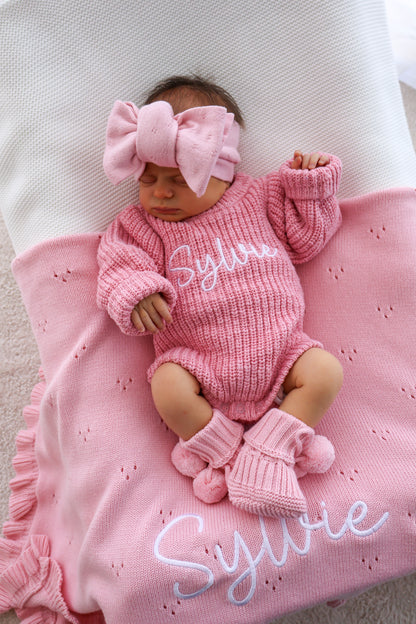 CHUNKY TEXTURED KNIT ROMPER | BALLET PINK