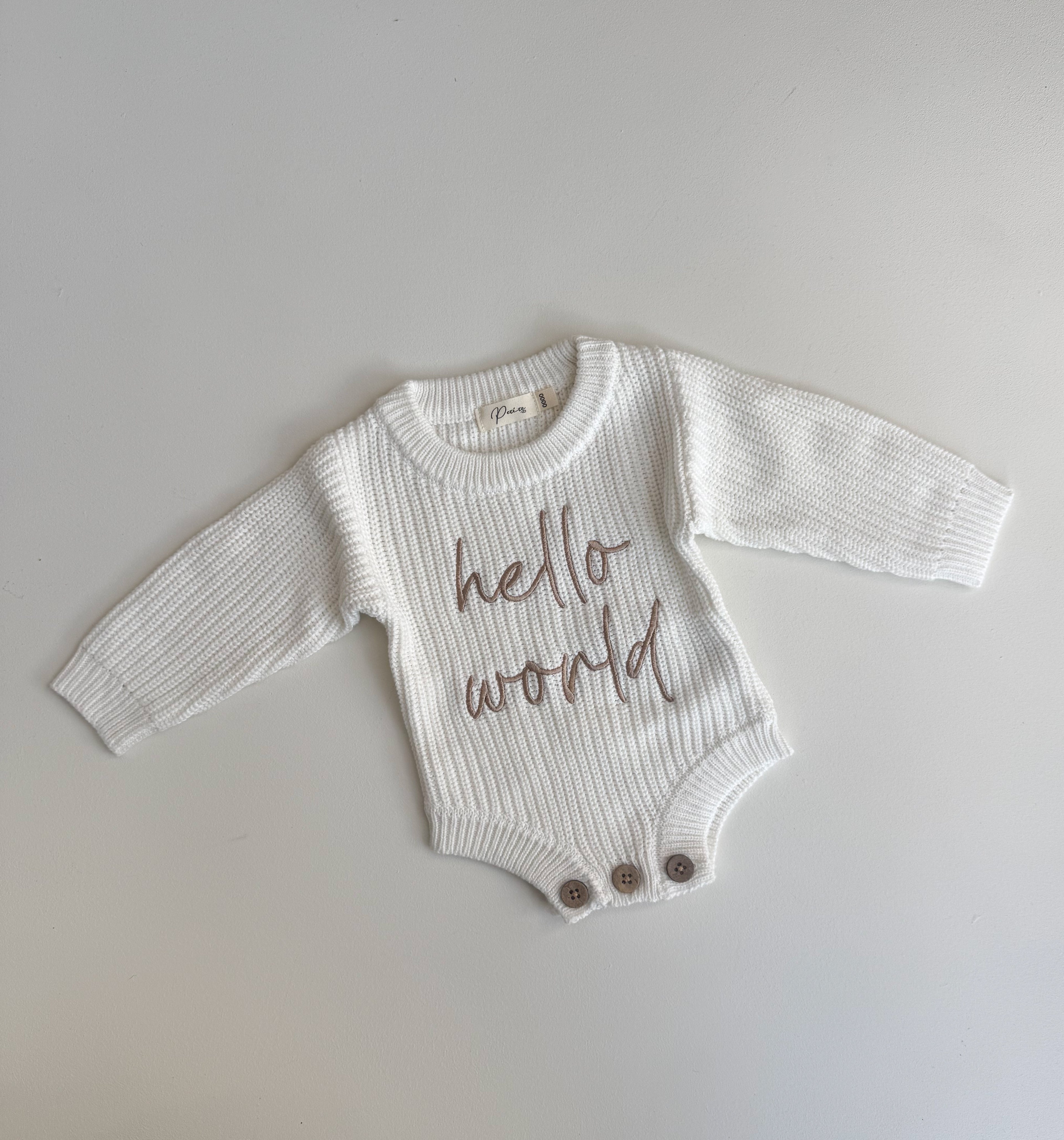 HELLO WORLD - RIBBED KNIT ROMPER | MILK