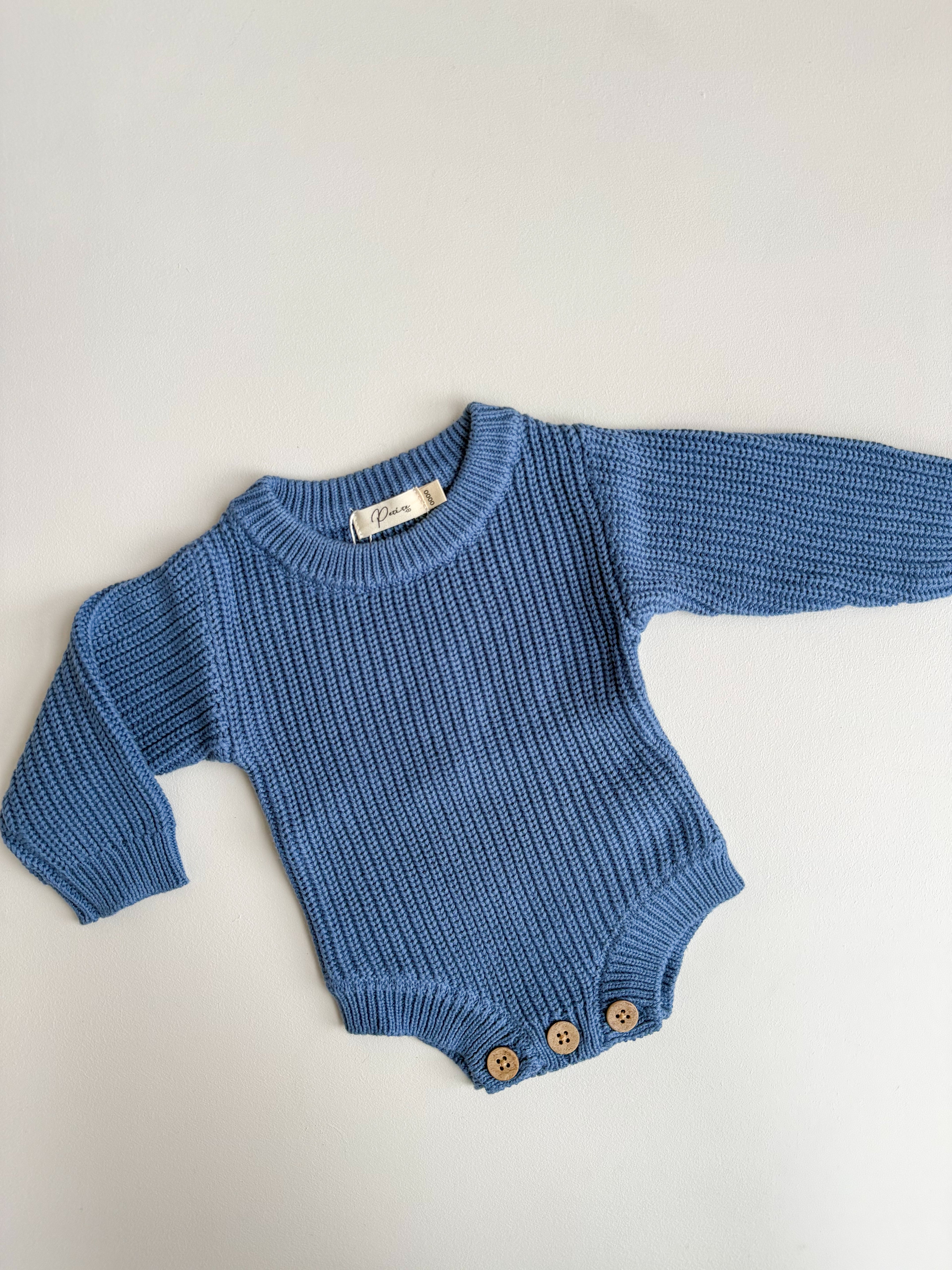 RIBBED KNIT ROMPER - COBALT BLUE