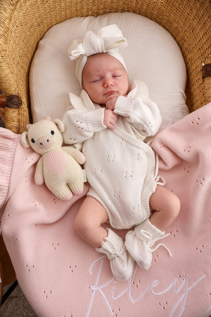 DOUBLE FLUTTER POINTELLE KIMONO BODYSUIT | MILK