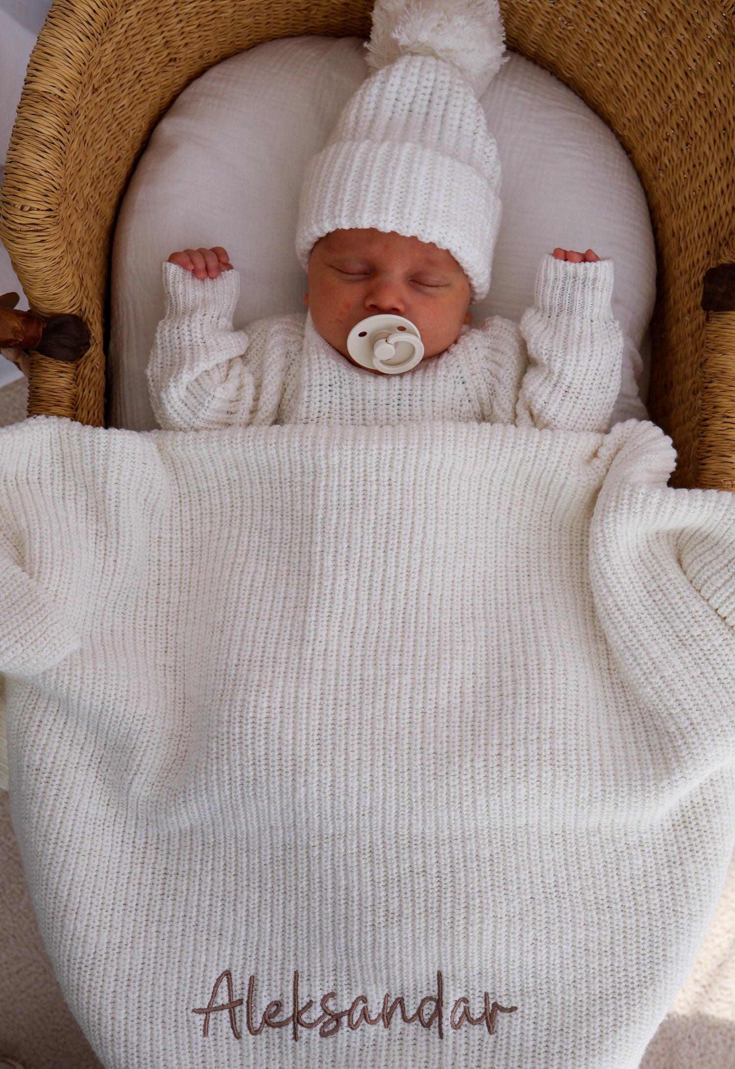 TEXTURED RIBBED COTTON BLANKET | SNOW
