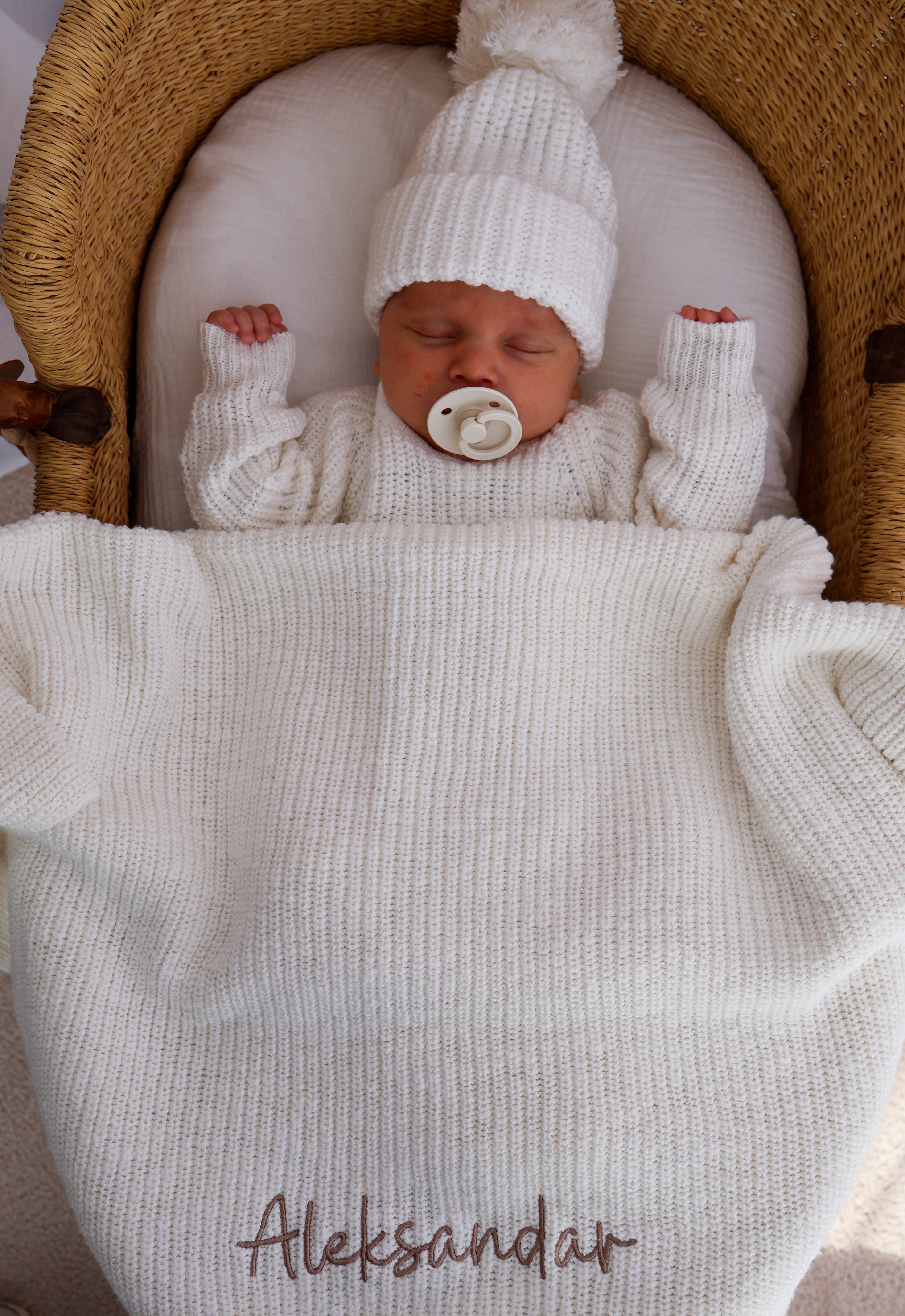 TEXTURED RIBBED COTTON BLANKET | SNOW