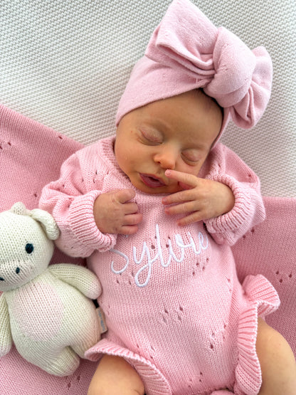 POINTELLE FRILL ROMPER - BUBBLEGUM PINK