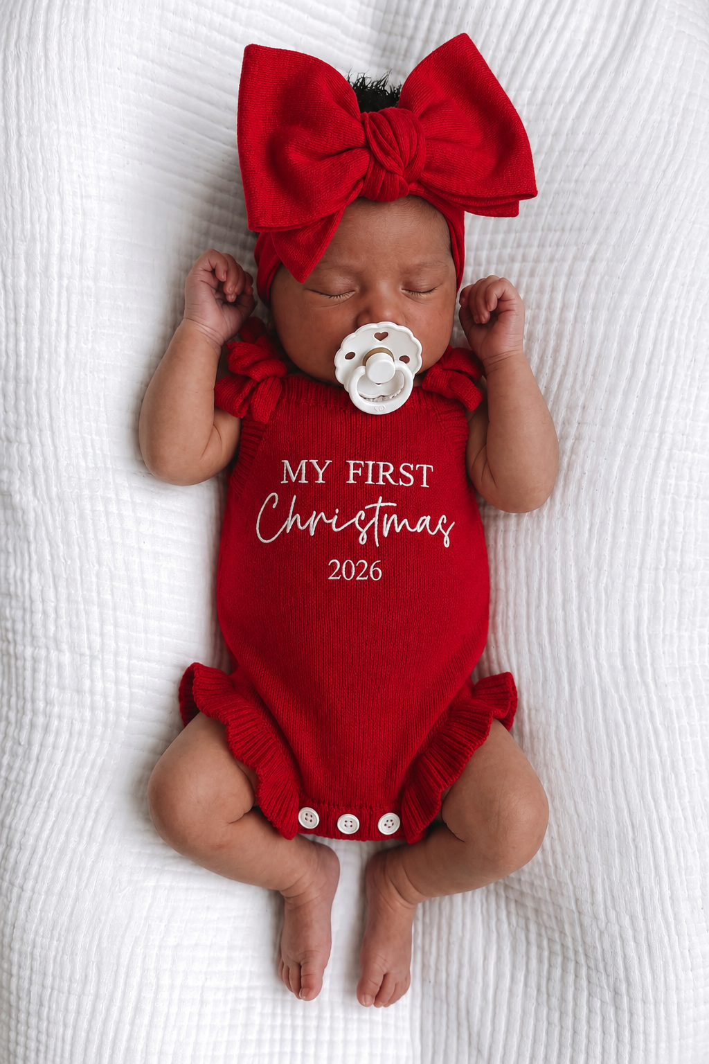 FRILL TIE ROMPER | MY FIRST CHRISTMAS 2026 | RED
