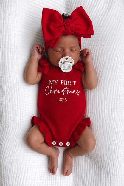 FRILL TIE ROMPER | MY FIRST CHRISTMAS 2026 | RED