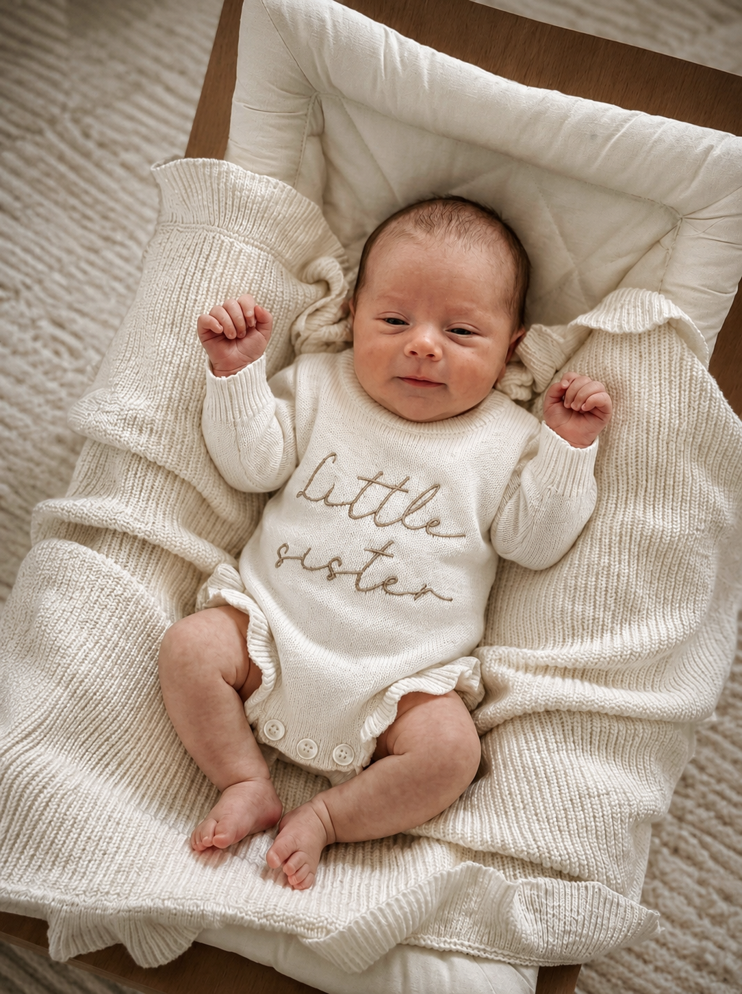 LITTLE SISTER - FRILL ROMPER | MILK