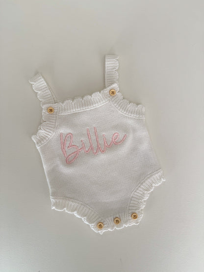 SCALLOP HEIRLOOM SINGLET ROMPER | MILK