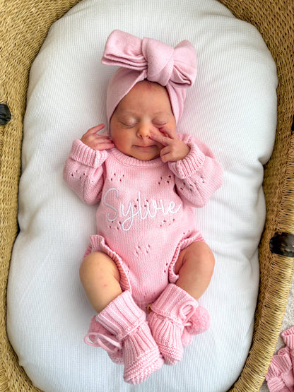 POINTELLE FRILL ROMPER - BUBBLEGUM PINK