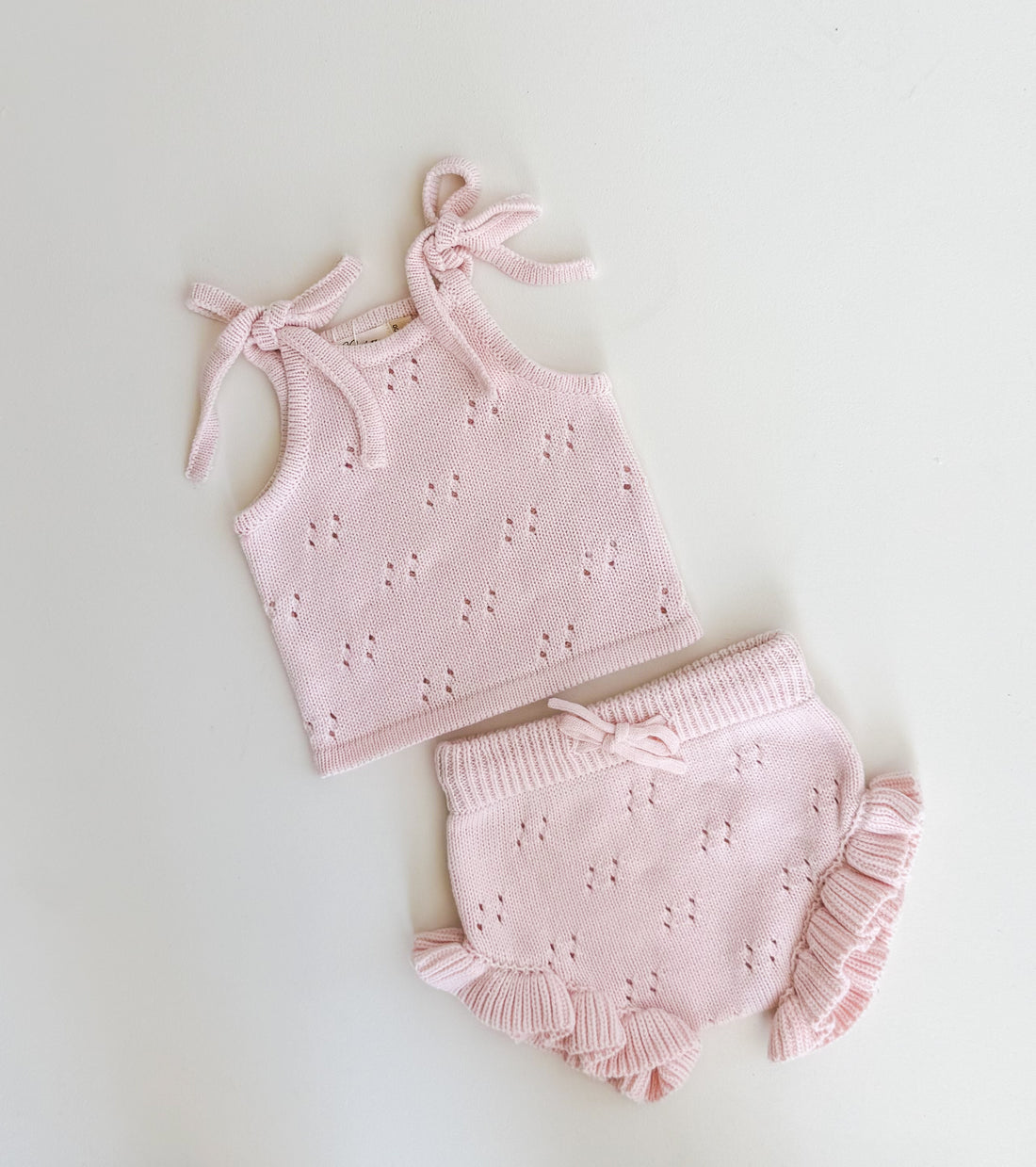 POINTELLE FRILL SET | BABY PINK