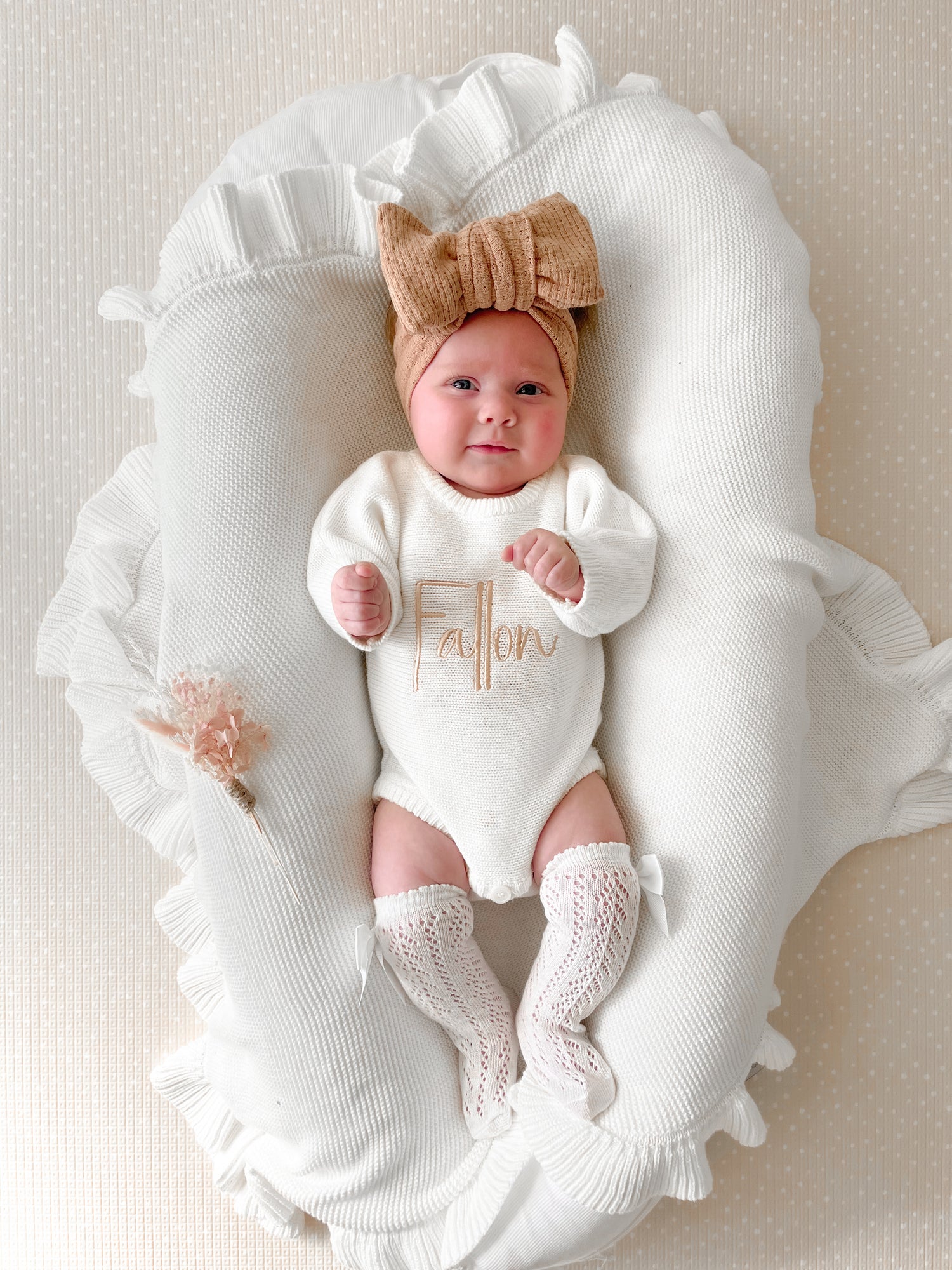 CLASSIC BIRTH ANNOUNCEMENT ROMPER - MILK