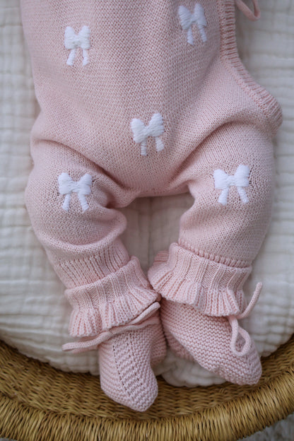 BOW EMBROIDERY LONG KIMONO ROMPER