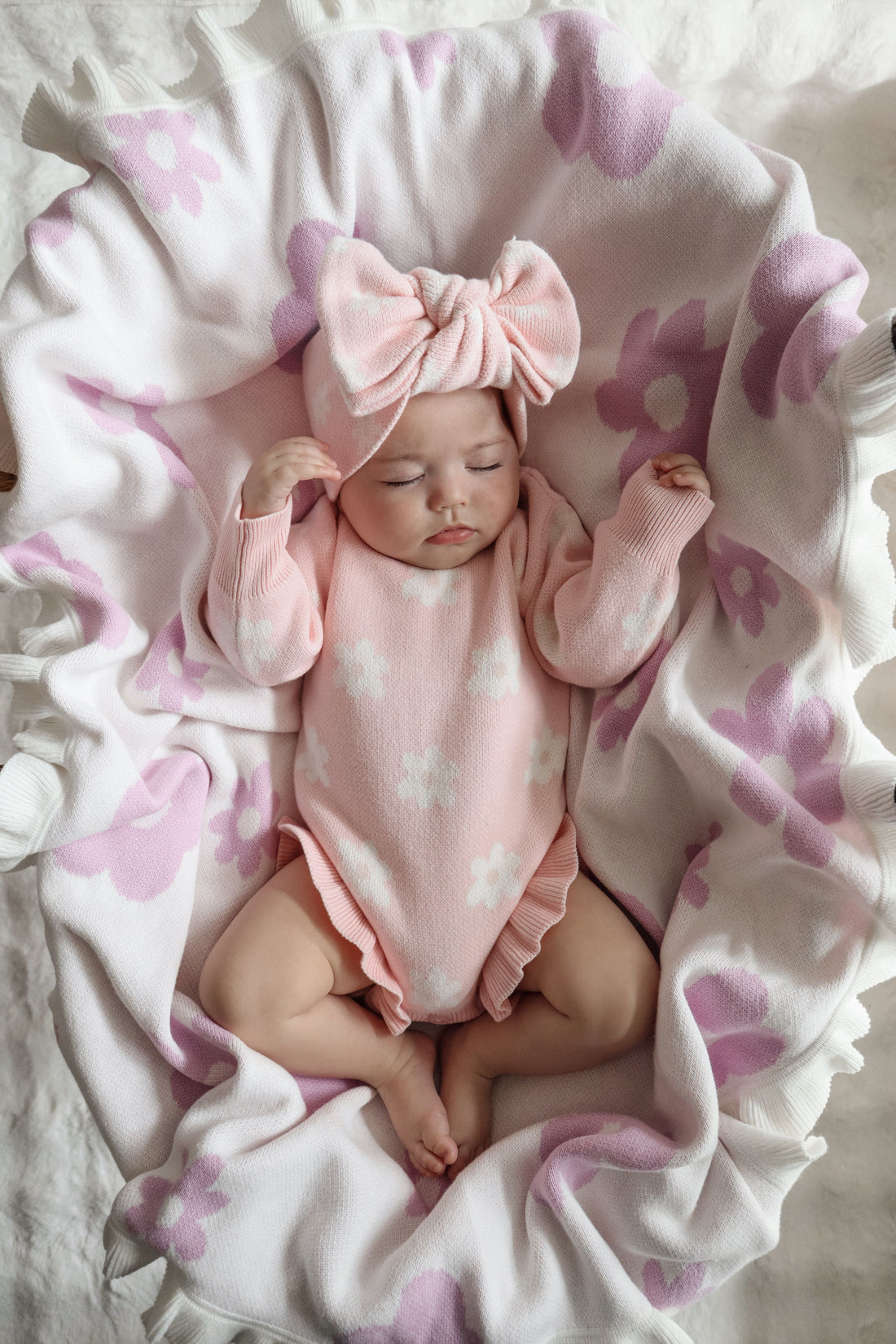 FRILL ROMPER | PINK FLOWERS