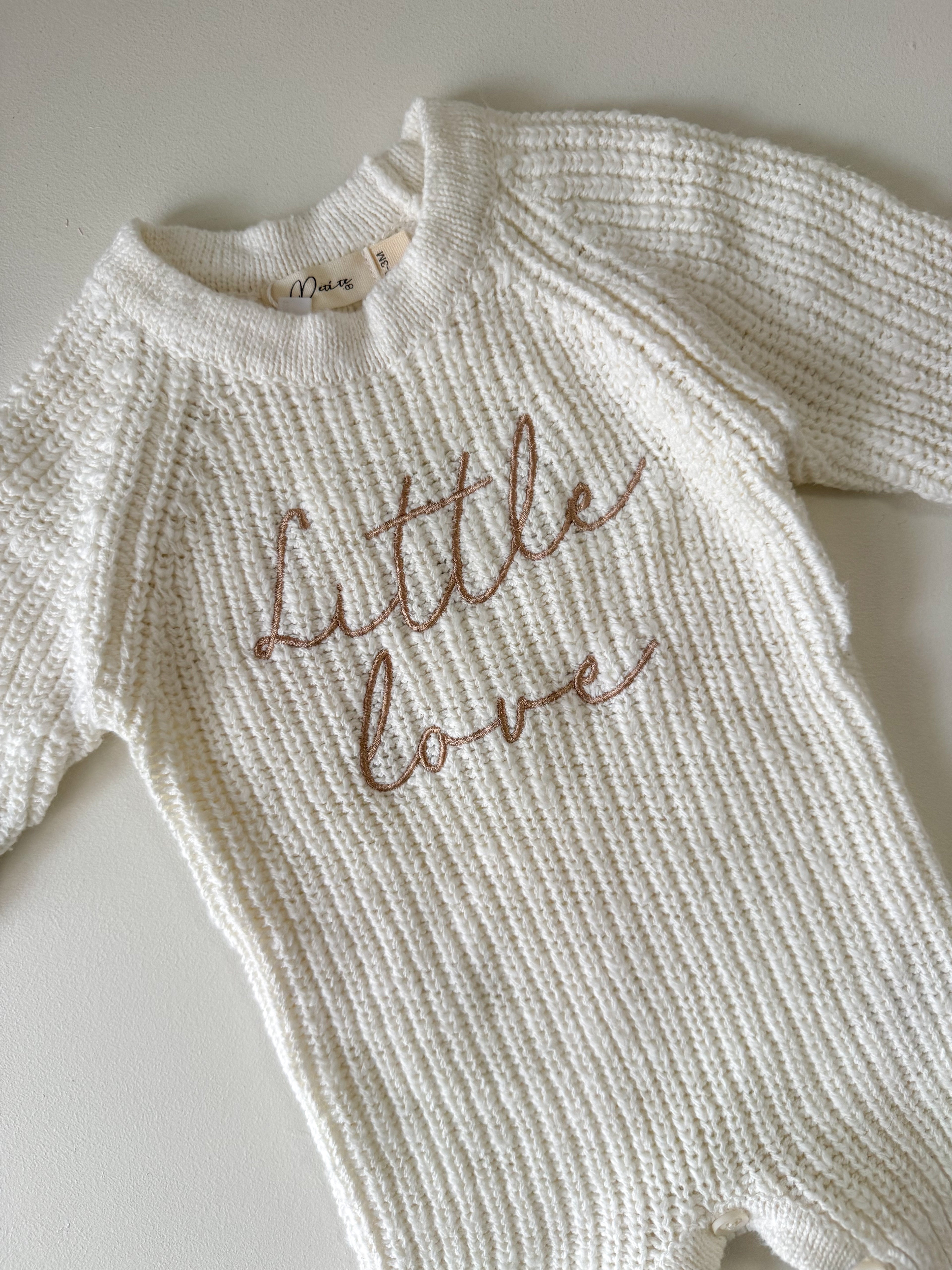 LITTLE LOVE - TEXTURED LONG RIBBED ROMPER | SNOW
