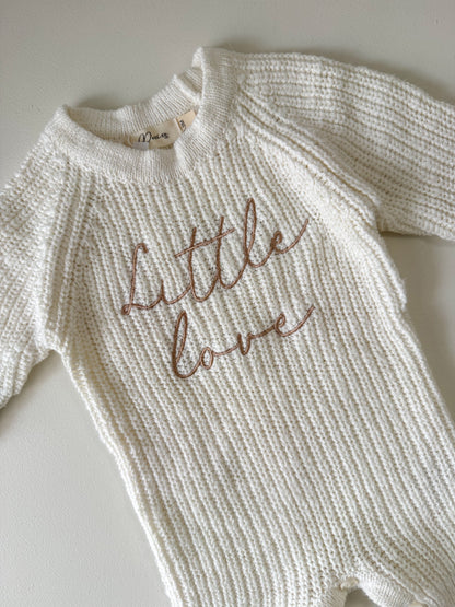 LITTLE LOVE - TEXTURED LONG RIBBED ROMPER | SNOW