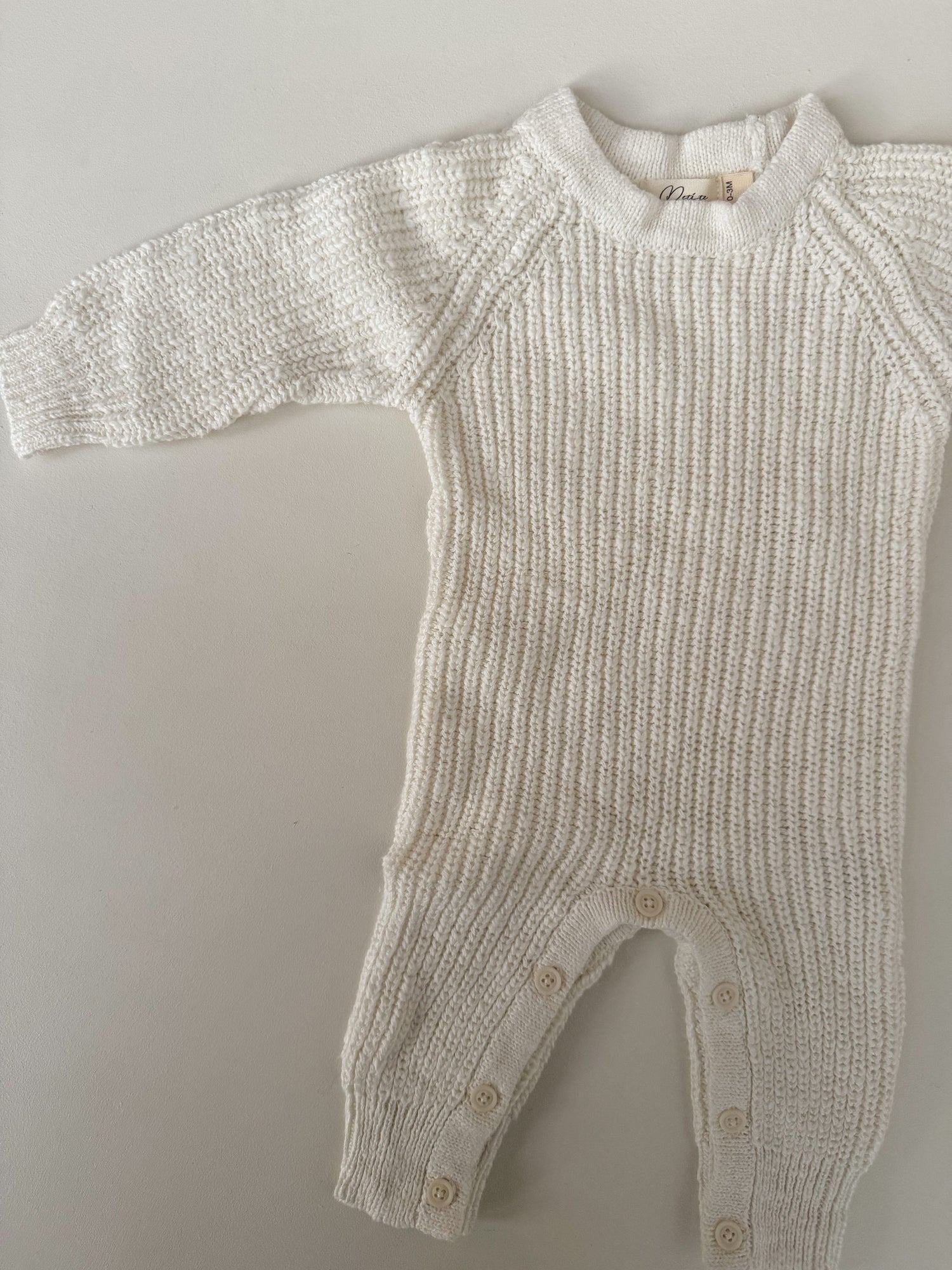 LONG TEXTURED COTTON ROMPER | SNOW