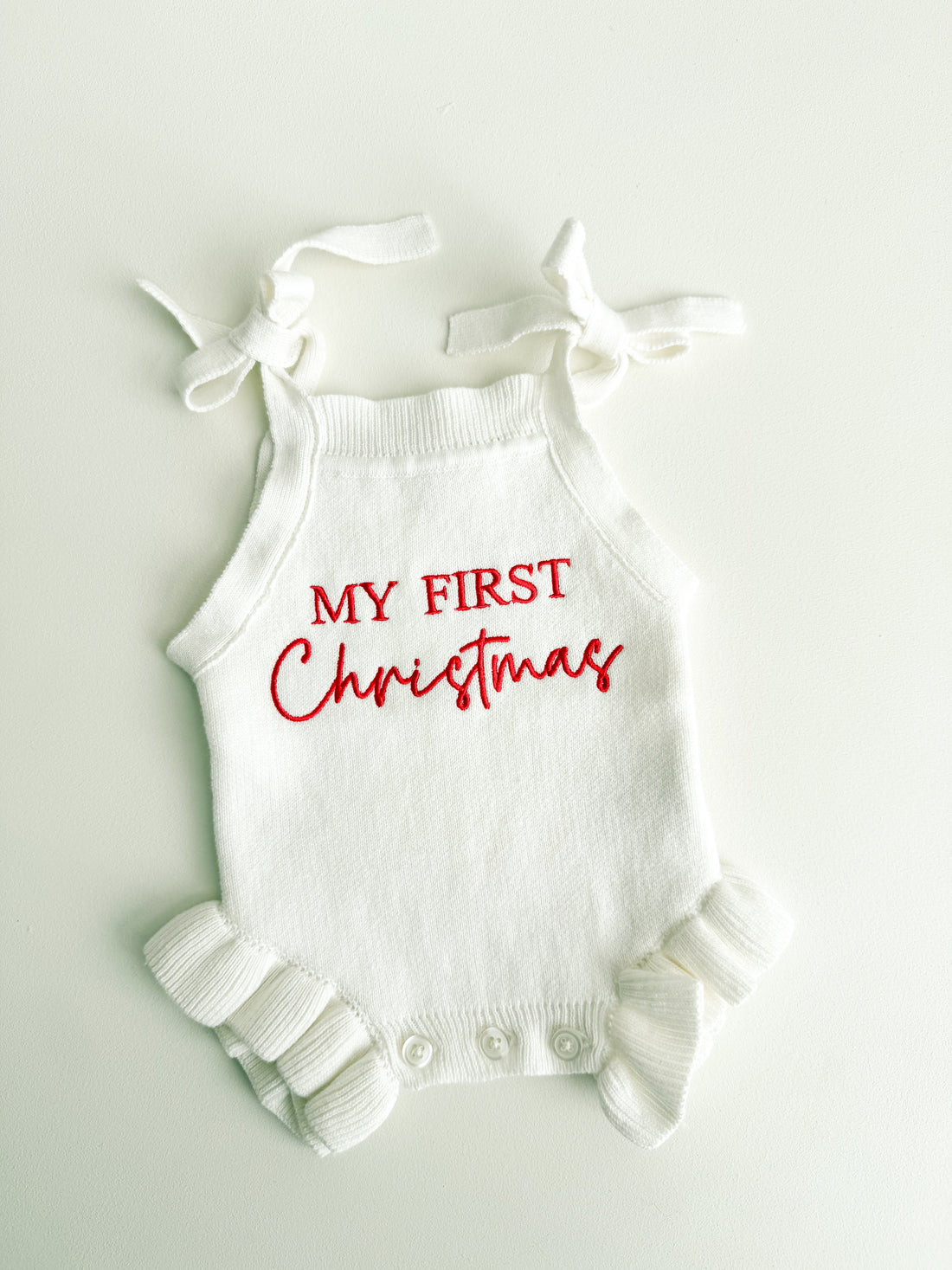 FRILL TIE ROMPER | MY FIRST CHRISTMAS | MILK