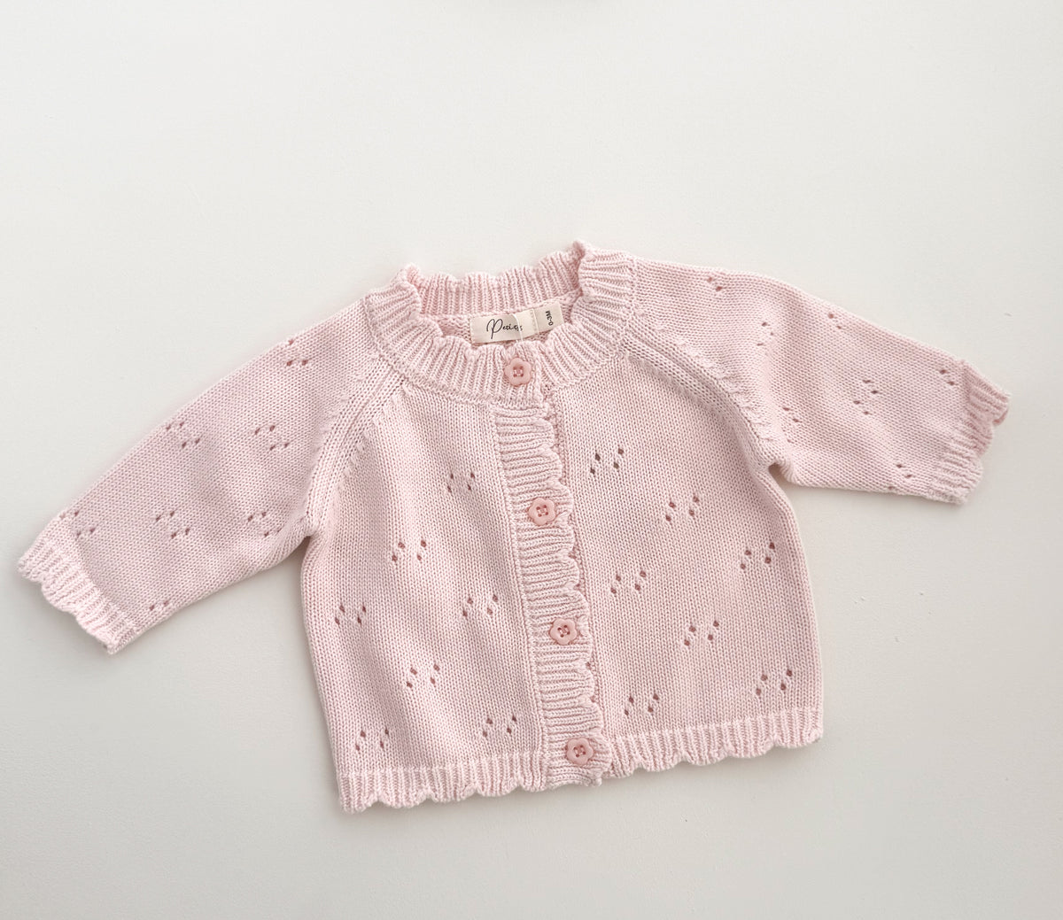 POINTELLE CARDIGAN | BABY PINK