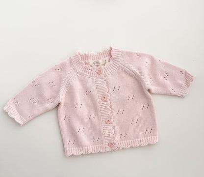 POINTELLE CARDIGAN | BABY PINK