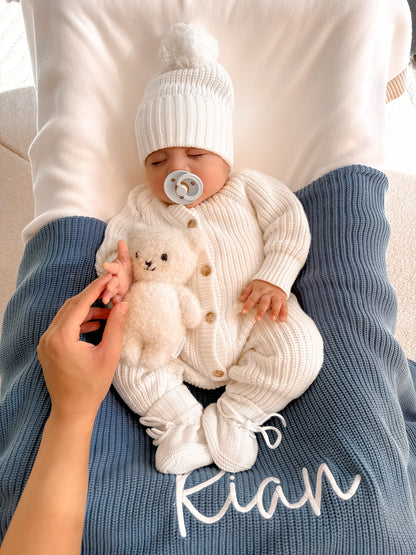 RIBBED BABY BLANKET | COBALT BLUE