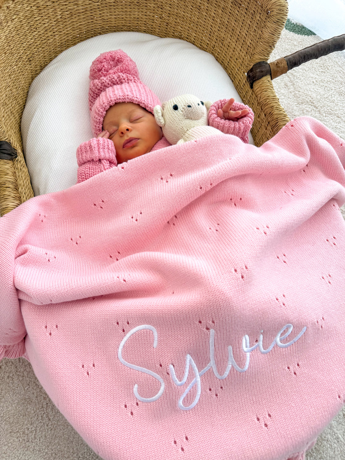 FRILL POINTELLE BABY BLANKET | BUBBLEGUM PINK