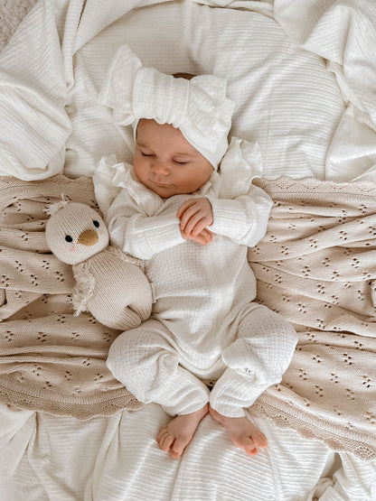 FLUTTER POINTELLE ONESIE | MILK