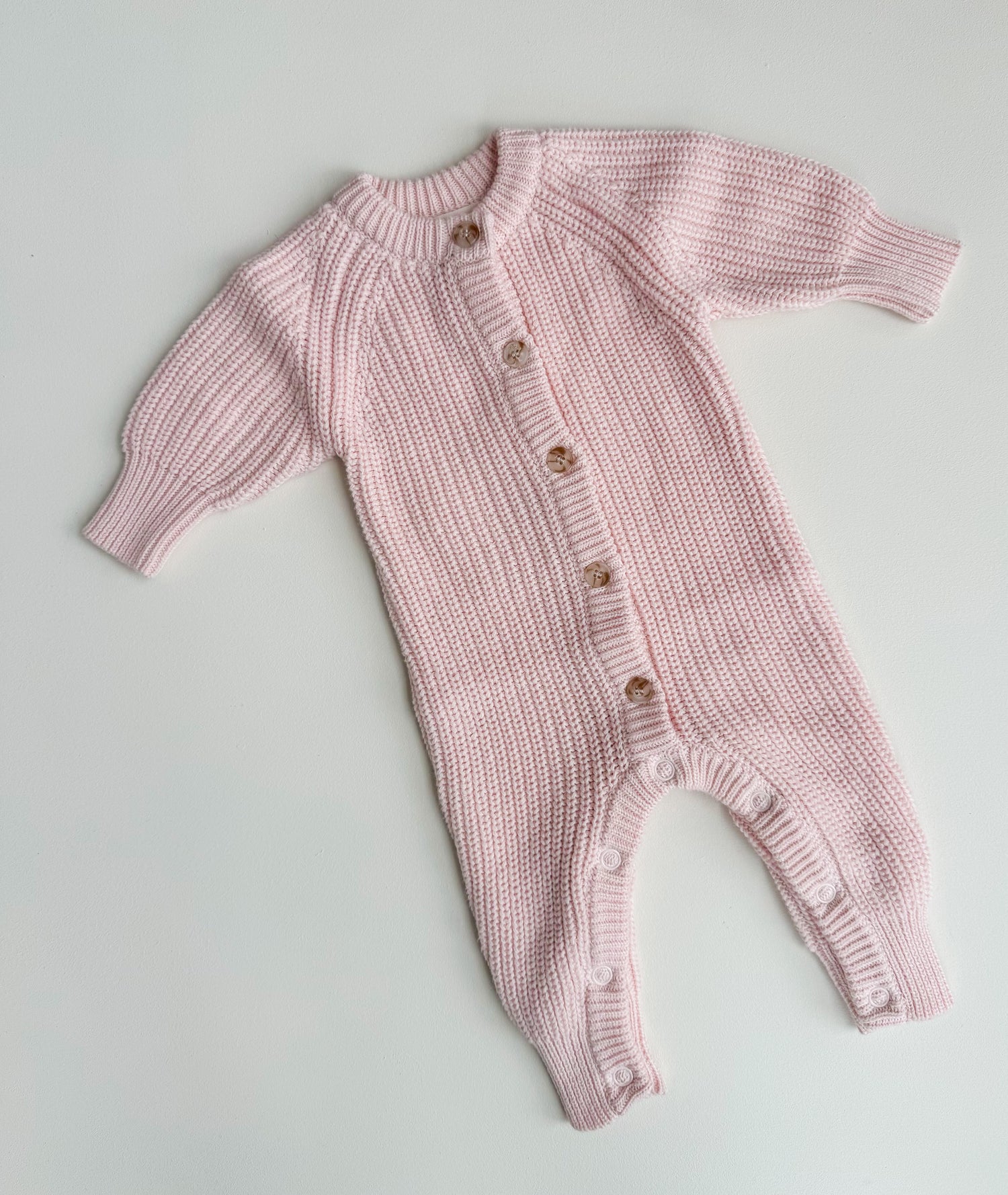LONG COTTON SNAPS ROMPER | BABY PINK