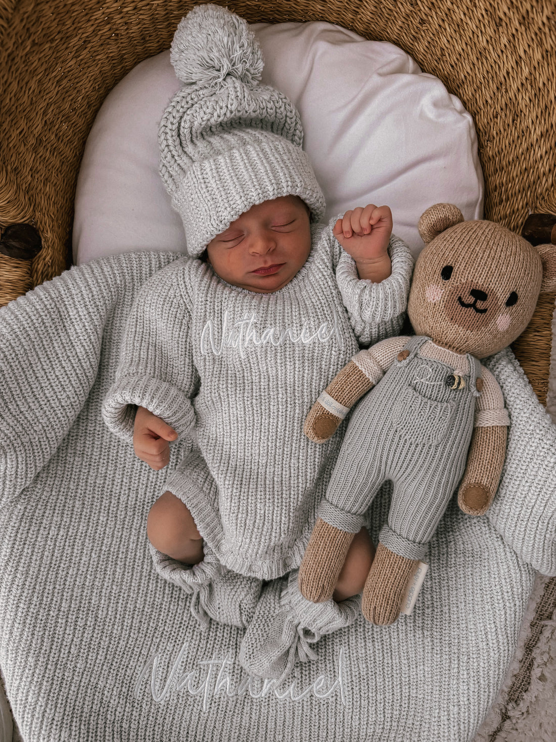 TEXTURED RIBBED COTTON BLANKET | SEA MIST