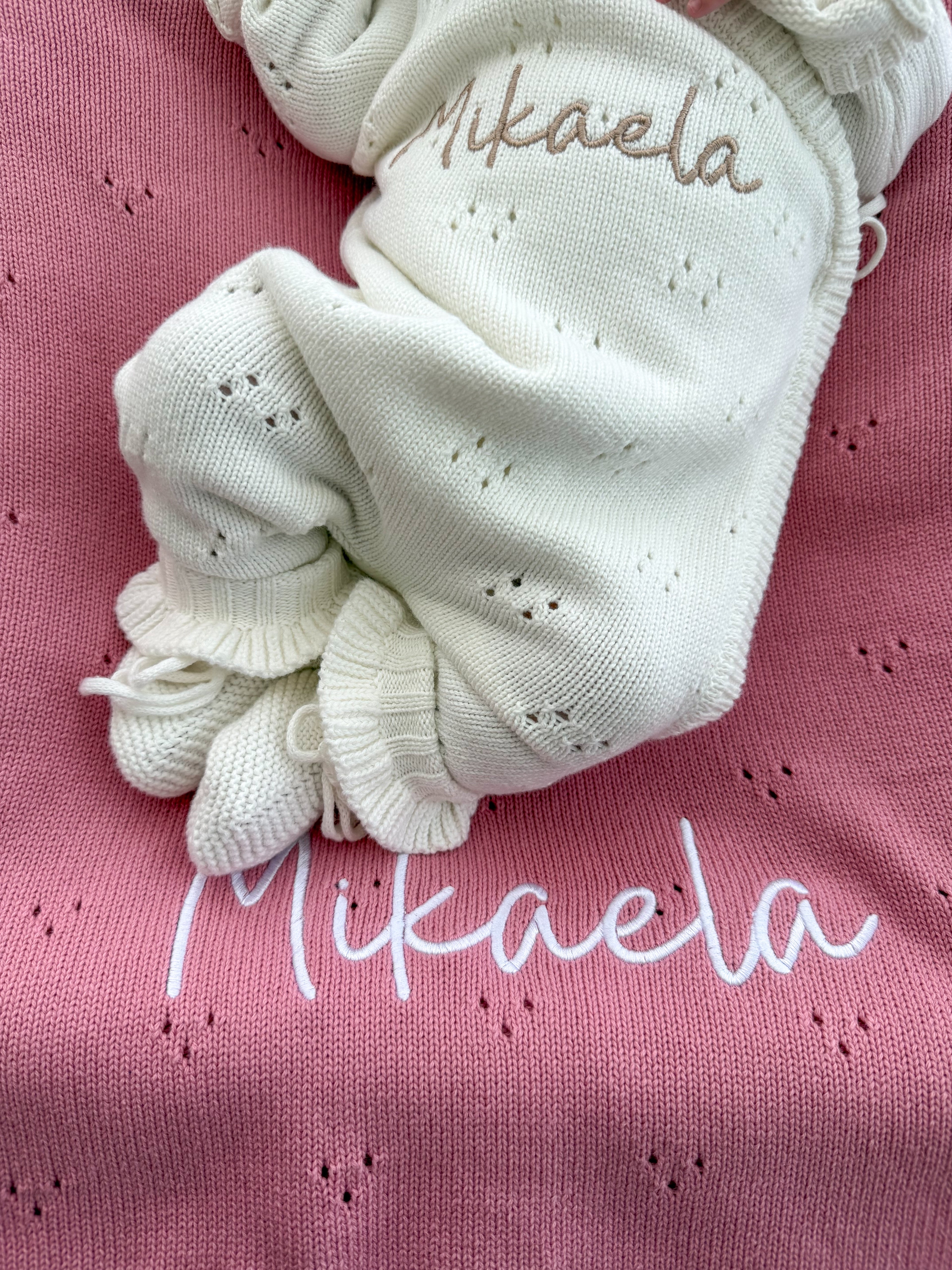 FRILL POINTELLE BABY BLANKET | WATERMELON PINK