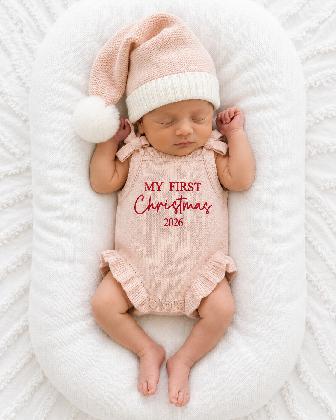 KNIT SANTA HAT | BABY PINK