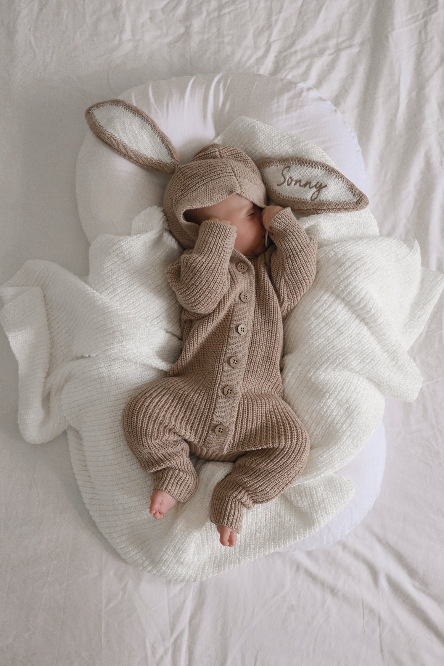 BUNNY HOODED ROMPER | TEDDY BROWN