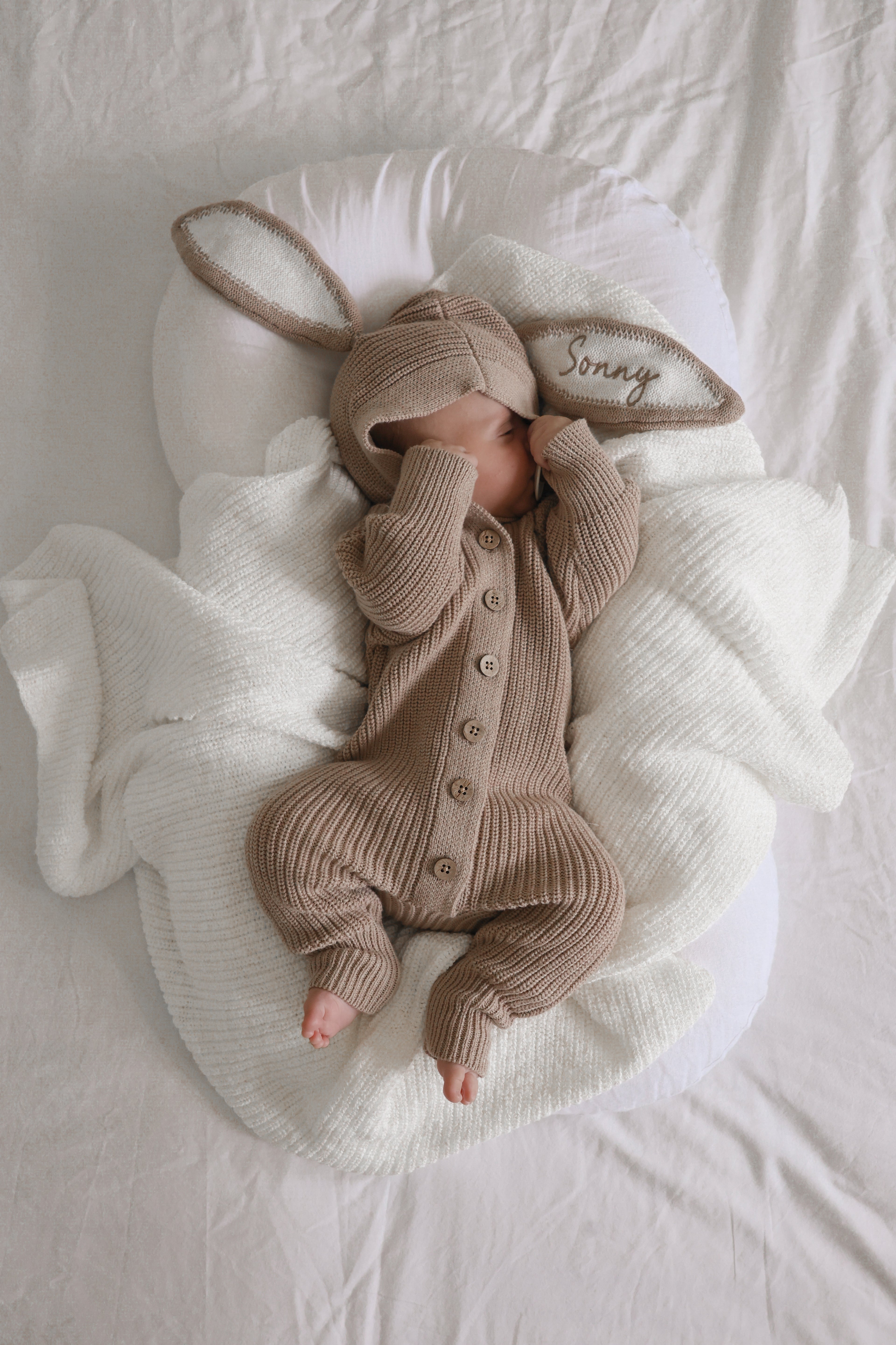BUNNY HOODED ROMPER | TEDDY BROWN