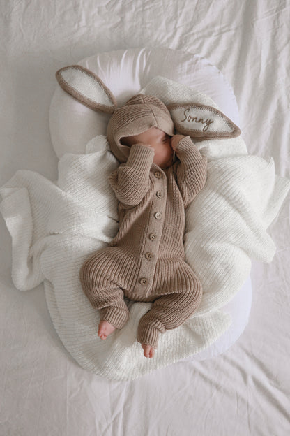 BUNNY HOODED ROMPER | TEDDY BROWN