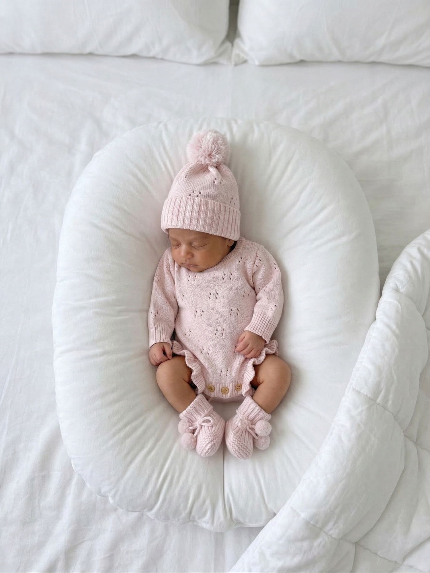 POINTELLE KNIT BEANIE | BABY PINK