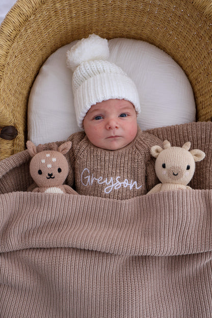 LONG TEXTURED COTTON ROMPER | BROWN