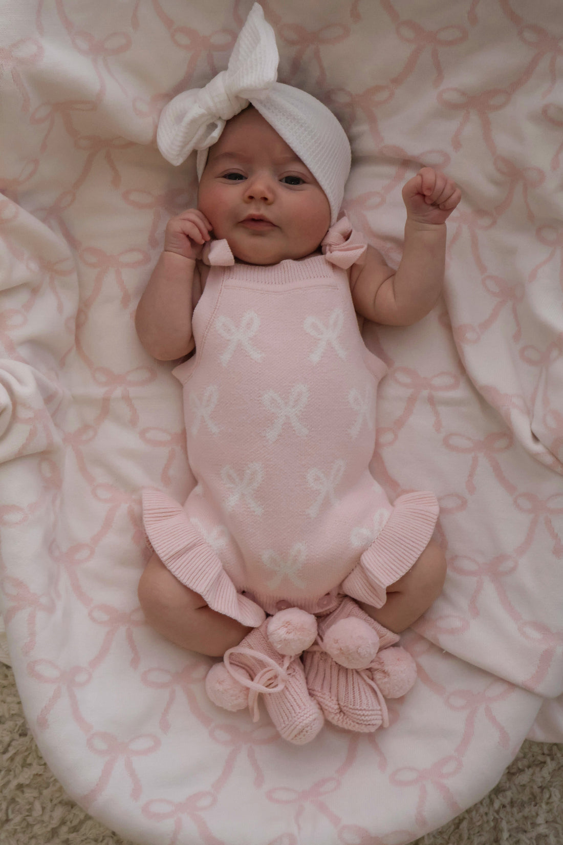 SUMMER BOW FRILL ROMPER | BABY PINK