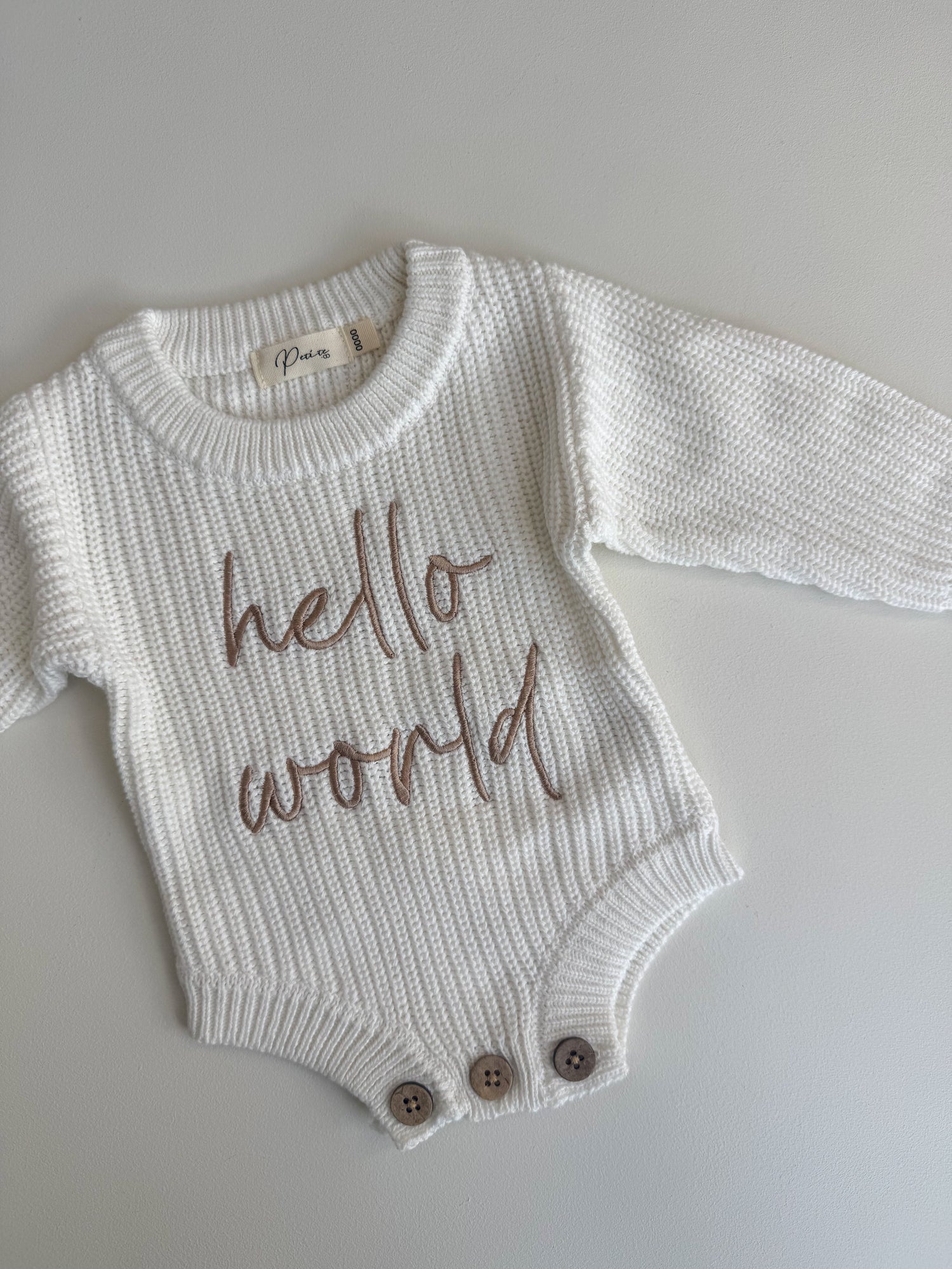 HELLO WORLD - RIBBED KNIT ROMPER | MILK