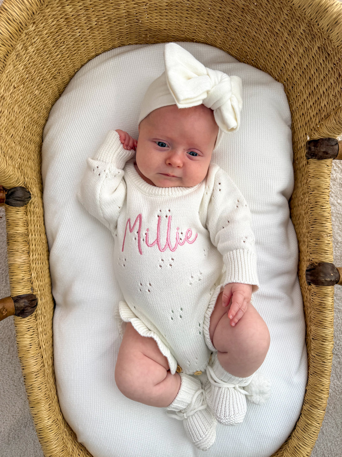 POINTELLE FRILL ROMPER - MILK