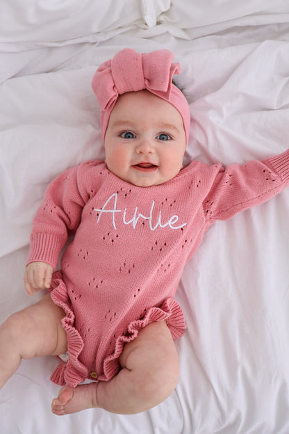 FINE POINTELLE KNIT BOW | WATERMELON PINK