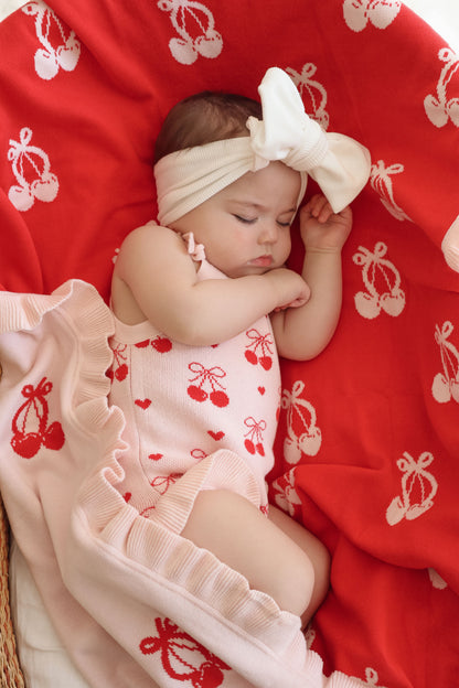 FRILL CHERRY BOW BLANKET | REVERSIBLE