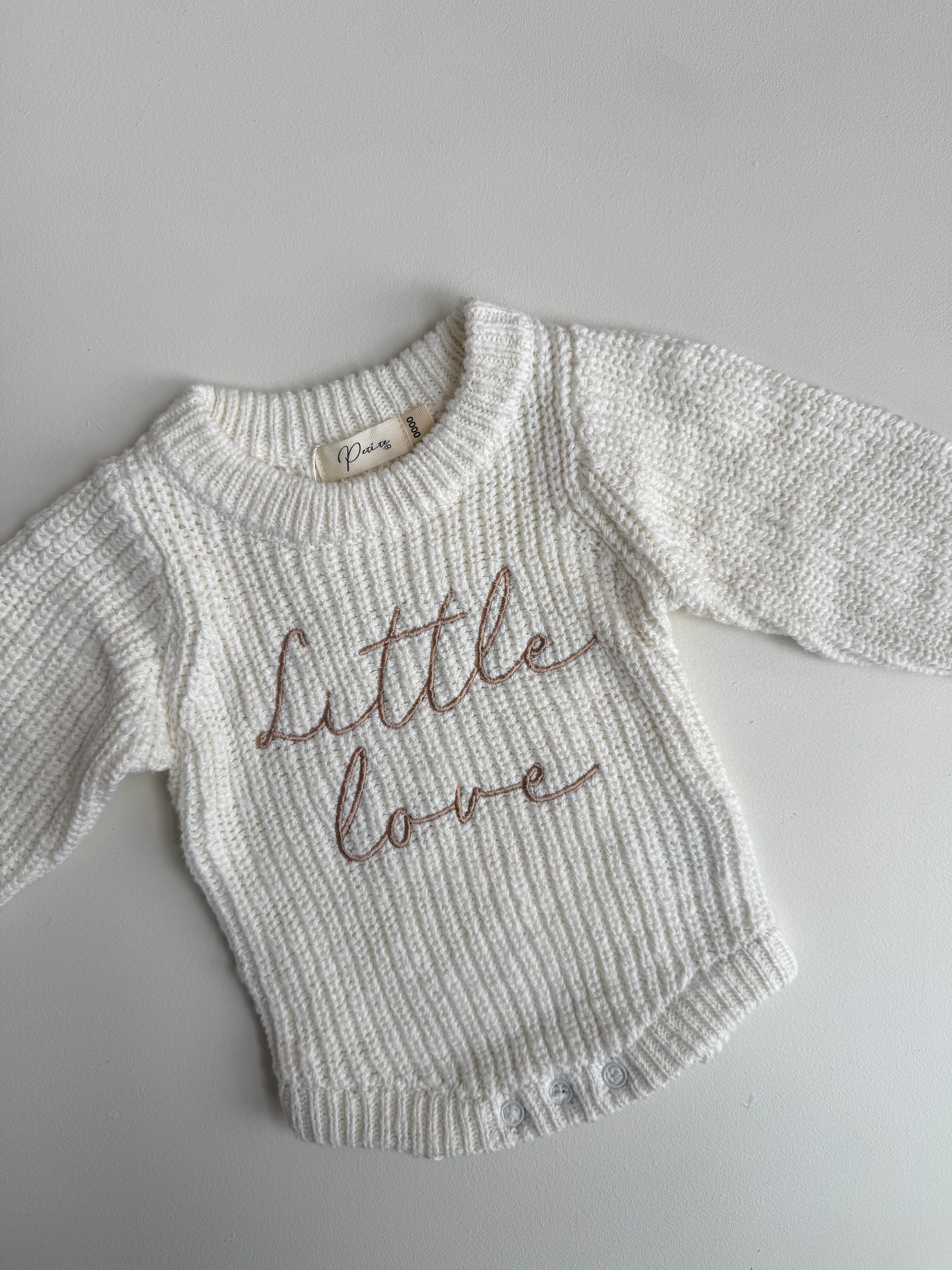 LITTLE LOVE - CHUNKY TEXTURED KNIT ROMPER | SNOW