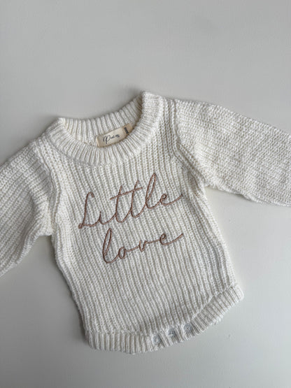 LITTLE LOVE - CHUNKY TEXTURED KNIT ROMPER | SNOW
