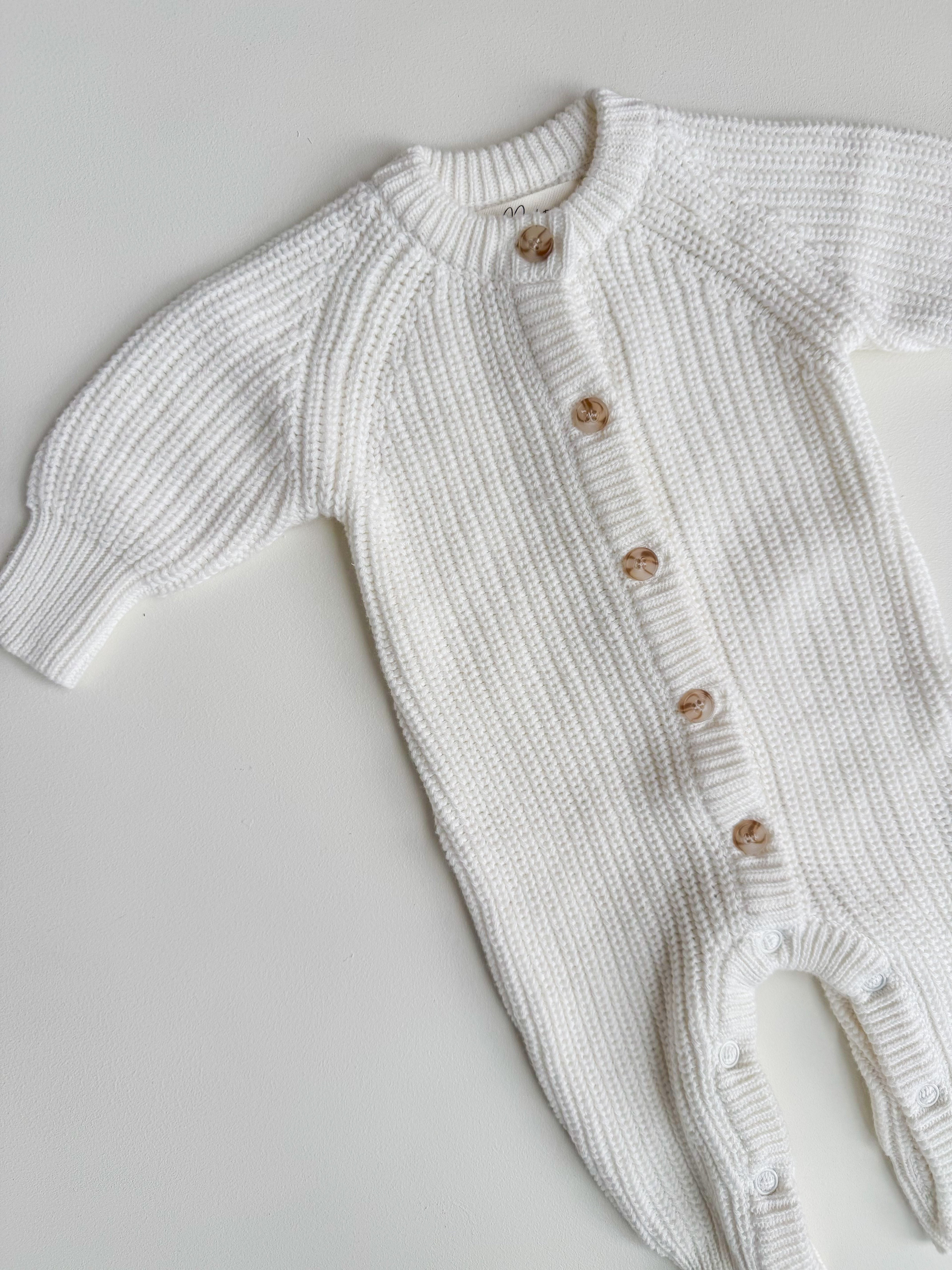 LONG COTTON SNAPS ROMPER | MILK