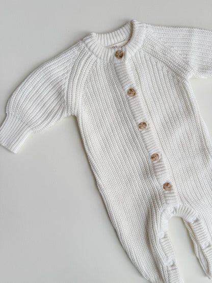 LONG COTTON SNAPS ROMPER | MILK