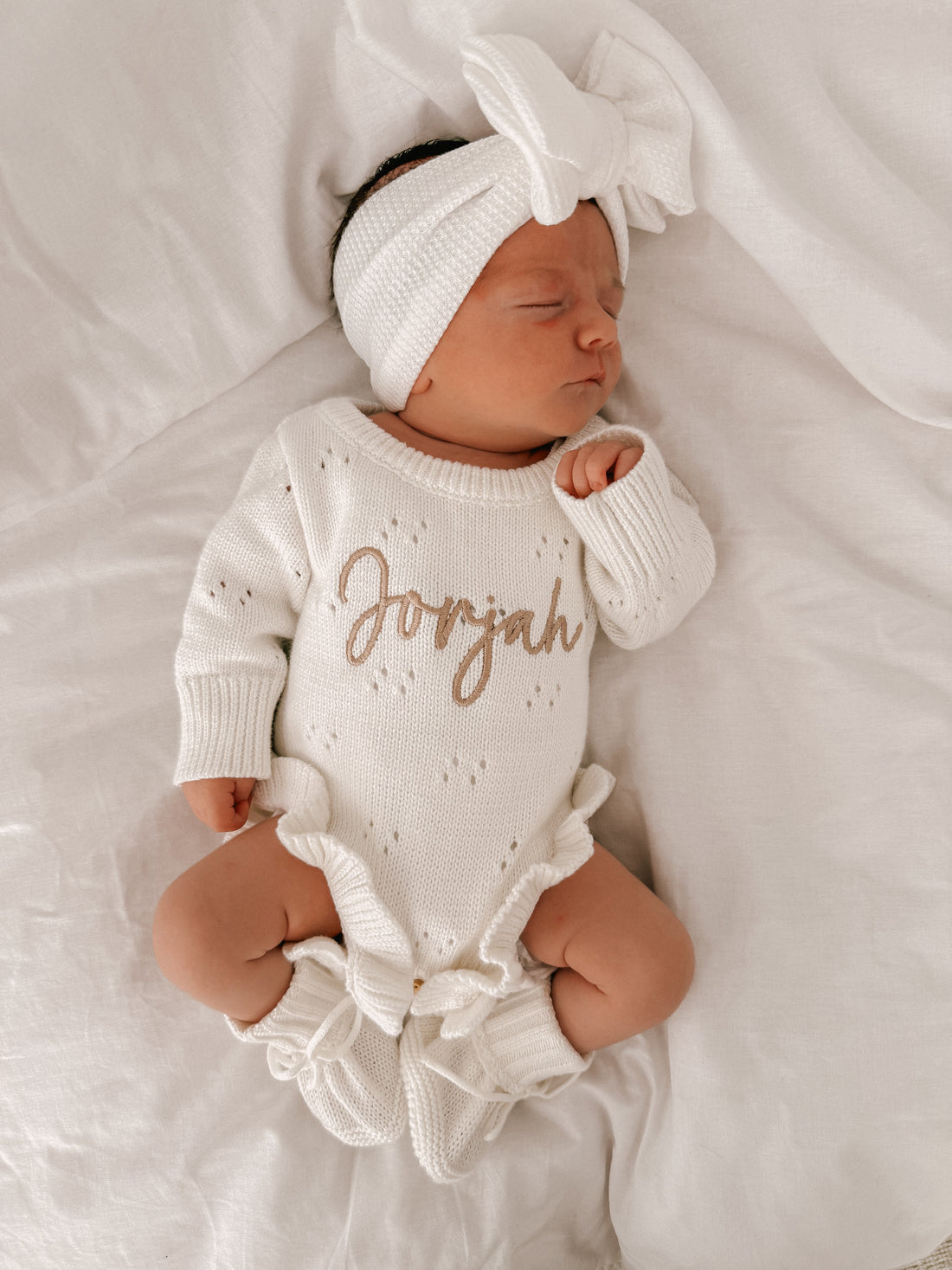 POINTELLE FRILL ROMPER - MILK