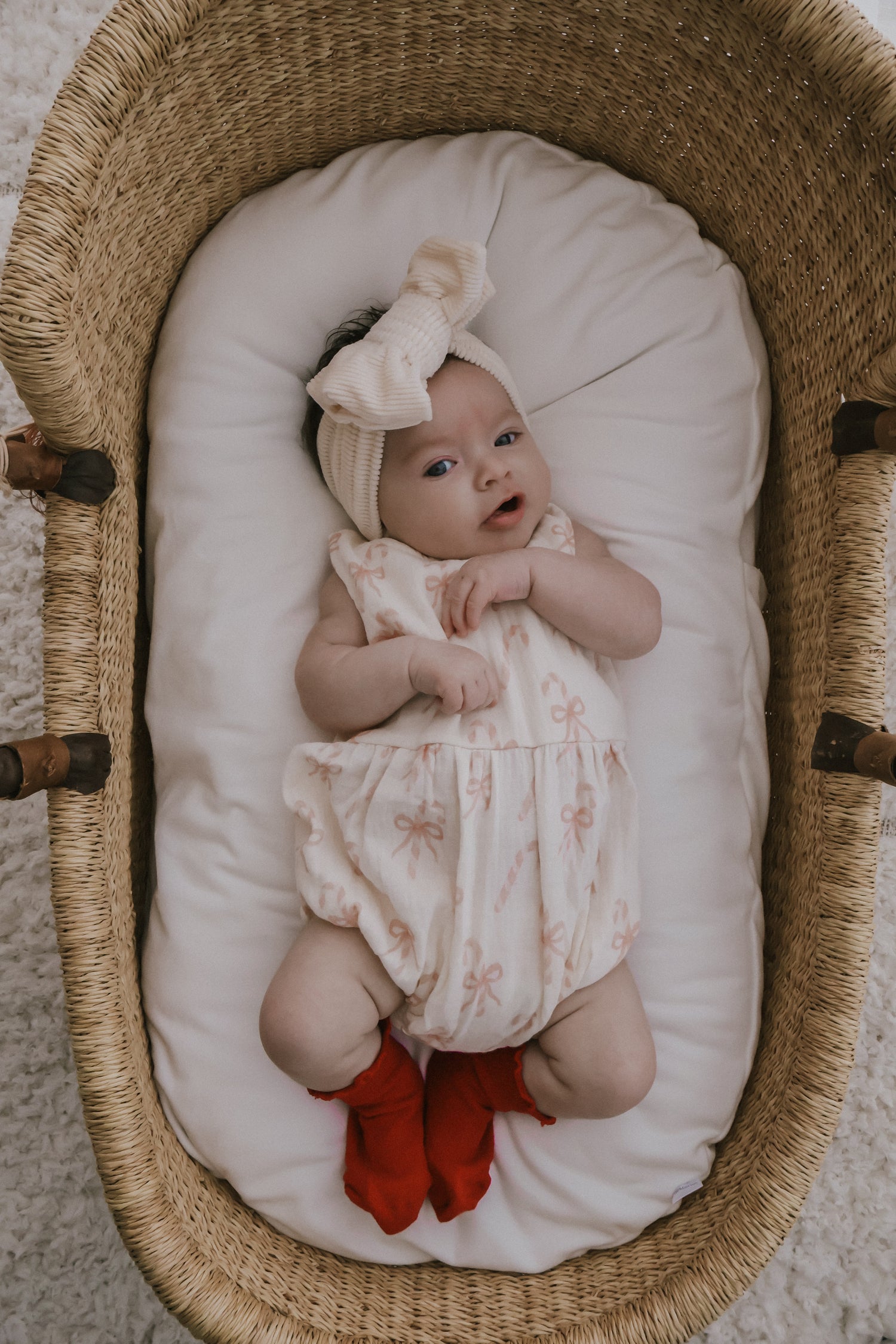 MUSLIN BOW CANDY CANE ROMPER