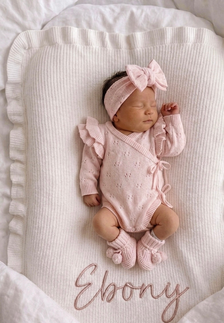 DOUBLE FLUTTER POINTELLE KIMONO BODYSUIT